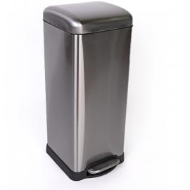 Pedal Bin with Plastic Liner - Square - Stainless Steel - Silver - 30L