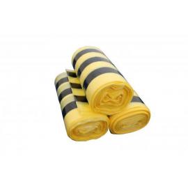 Non-Clinical Landfill Waste Sacks - Medium Duty - Yellow Tiger Striped - 80L (8.8 gal)