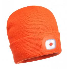 Beanie Hat with LED Light - Orange - Uni-fit