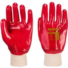 PVC Dipped Glove - Knitwrist - Red - Size 8