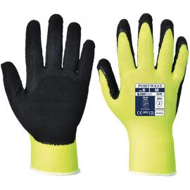 Grip Glove - Hi-Vis - Latex Coated - Black on Yellow- Size 7