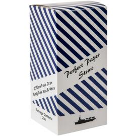 Bendy Straw - Paper - Dark Blue & White Stripe - 21cm (8.25&quot;) x 6mm