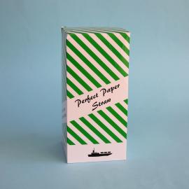 Bendy Straw - Paper - Dark Green & White Stripe - 21cm (8.25&quot;) x 6mm