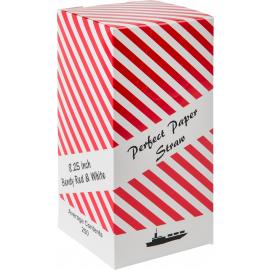 Bendy Straw - Paper - Red & White Stripe - 21cm (8.25&quot;) x 6mm