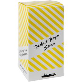 Bendy Straw - Paper - Yellow & White Stripe - 21cm (8.25&quot;) x 6mm