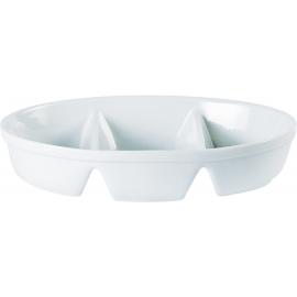 Vegetable Dish - Oval - 3 Division - Porcelain - Porcelite - 28cm (11&quot;)