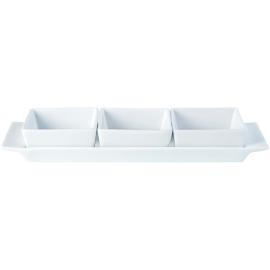 Square Dish With Tray Set (3 Dish) - Porcelain - Porcelite - Creations - 29cm (11.5&quot;)