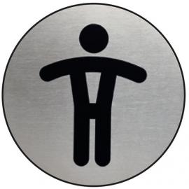 Men Symbol - Door Sign - Brushed Stainless Steel - 8.3cm (3.3&quot;) dia
