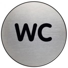 WC - Door Sign - Brushed Stainless Steel - 8.3cm (3.3&quot;) dia