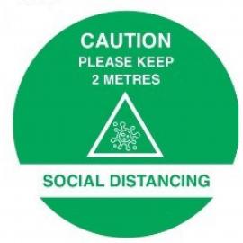 Caution - Keep 2m Apart - Social Distancing Floor Graphic - Blue - 50cm (19.7&quot;)