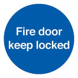 Fire Door - Keep Locked Sign - Self Adhesive - Square - 10cm (4&quot;)