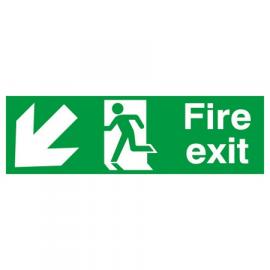 Fire Exit - Arrow Down Left Sign - Self Adhesive - 45cm (18&#39;&#39;)