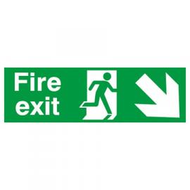 Fire Exit - Arrow Down Right Sign - Self Adhesive - 45cm (18&#39;&#39;)