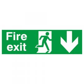 Fire Exit - Arrow Down Sign - Rigid - 45cm (18&#39;&#39;)