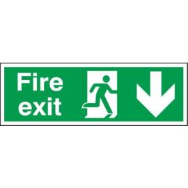 Fire Exit - Arrow Down Sign - Self Adhesive - 45cm (18&#39;&#39;)