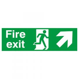 Fire Exit - Arrow Up Right Sign - Rigid - 45cm (18&#39;&#39;)