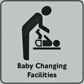Baby Changing Symbol - Door Sign - Square - Acrylic - Black on Silver - 10cm (4&quot;)