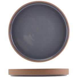 Presentation Plate - Raw Wall - Stoneware - Kava - Dark Grey - 20cm (7.75")