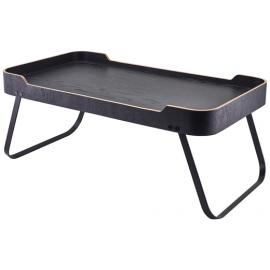 Room Service Tray - With Foldable Legs - Oblong - Wood Veneer - Black - 59cm (23.25")