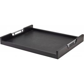 Serving Tray With Metal Handles - Low Wall - Butlers - Oblong - Acacia Wood - Black - 54.5cm (21.5")