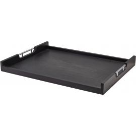 Serving Tray With Metal Handles - Low Wall - Butlers - Oblong - Acacia Wood - Black - 65cm (25.6")