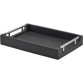Serving Tray With Metal Handles - Butlers - Oblong - Acacia Wood - Black - 30cm (11.75")