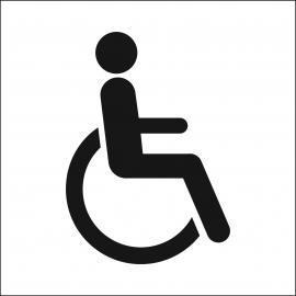Disabled Symbol - Door Sign - Acrylic - Square - Black on White - 15cm (6&quot;)