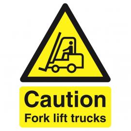 Caution Forklift Trucks - Warning Sign - Self Adhesive - 29.7cm (11.7&quot;)