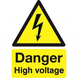 Danger High Voltage - Warning Sign - Self Adhesive - 21cm (8.5&quot;)