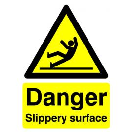 Danger Slippery Surface - Warning Sign - Self Adhesive - 29.7cm (11.5&quot;)