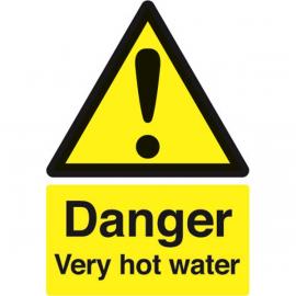 Danger Very Hot Water - Warning Sign - Rigid - 7x5cm (2.75x2&quot;)