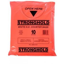 Food Counter Bag - Heavy Duty - Stronghold - White - 25cm (10") - 10mu