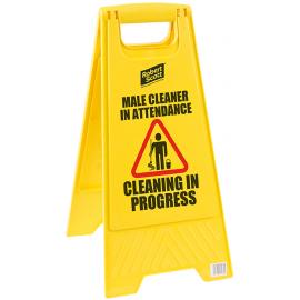 Wet Floor Sign - Male/Female Cleaner In Attendance - A Frame