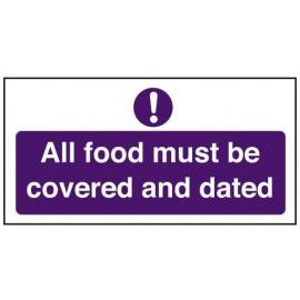 All Food Must Be Covered & Dated Sign - Self Adhesive