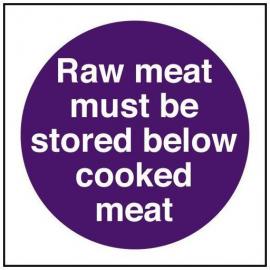 Raw Meat Must Be Stored Below Cooked Meat - Square Sign - 10cm (4&#39;&#39;)