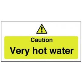 Caution Very Hot Water - Warning Sticker - Self Adhesive - 20cm (8&#39;&#39;)