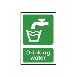Drinking Water - Symbol & Words - Instruction Sign - Self Adhesive - 10cm (4&quot;)