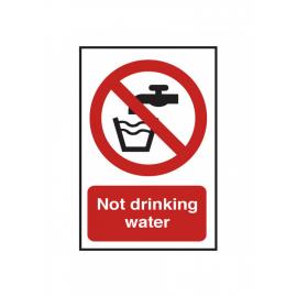 Not Drinking Water - Symbol & Words - Instruction Sign - Self Adhesive - 10cm (4&quot;)