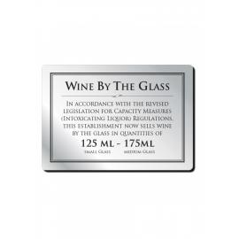 Weights & Measures Act - Wine By The Glass 125ml, 175ml Sign - Aluminium - Silver - 21cm (8.25&quot;)