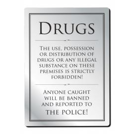 Possessing Or Distributing Drugs Sign - Rigid - Aluminium - Silver - 21cm (8.25&quot;)