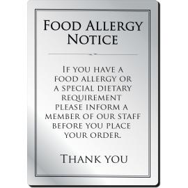 Food Allergy - Awareness Sign - Brushed Silver - Unframed - A4