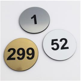 Table Numbers - Disc - Self Adhesive - Engraved Black On Gold - 4cm (1.6&quot;) dia