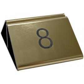 Menu Holder & Table Numbers - Double Sided - Laser Engraved Black On Metallic Gold - 9cm (3.5&quot;)