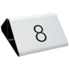 Menu Holder & Table Numbers - Double Sided - Laser Engraved Black On Gloss White - 9cm (3.5&quot;)