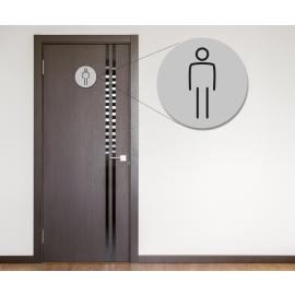 Gentlemans Symbol - Door Sign - Round - Silver - 15cm (6&#39;&#39;) dia