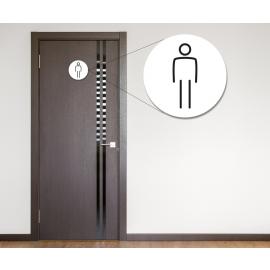Gentlemans Symbol - Door Sign - Round - White - 15cm (6&#39;&#39;) dia