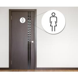 Ladies Symbol - Door Sign - Round - White - 15cm (6&#39;&#39;) dia
