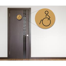Disabled Symbol - Left Direction - Door Sign - Round - Gold - 15cm (6&#39;&#39;) dia