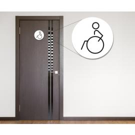 Disabled Symbol - Left Direction - Door Sign - Round - White - 15cm (6&#39;&#39;) dia