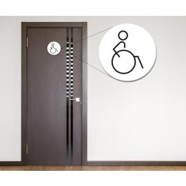 Disabled Symbol - Right Direction - Door Sign - Round - White - 15cm (6&#39;&#39;) dia